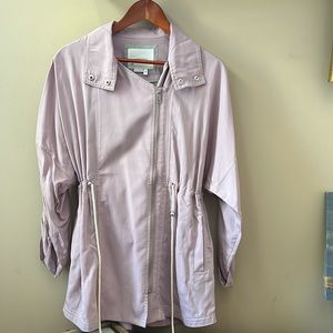 Anthropologie roll up sleeve adjustable cinched waist long jacket